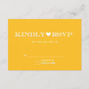 Cartões RSVP de Casamento Amarelo de Coração Bonit