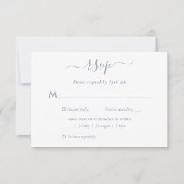 Cartões RSVP de Casamento Azul Elegante