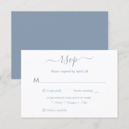 Cartões RSVP de Casamento Azul Elegante