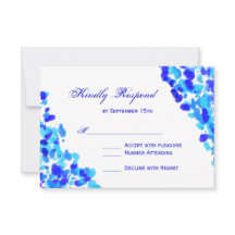 Cartões RSVP de Casamento Azul Real de Teal Waterc