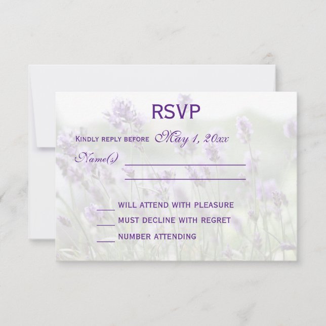 Cartões RSVP de Casamento Boêmico de Lavanda Perso (Frente)