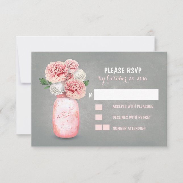 Cartões RSVP de Casamento Bonito de Mason jar pint (Frente)