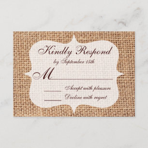 Cartões RSVP de Casamento Burlap Impressos em País