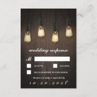 Cartões RSVP de Casamento Chic Rustic Lights Vinta