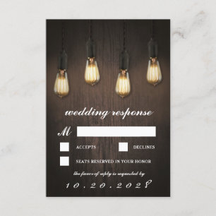 Cartões RSVP de Casamento Chic Rustic Lights Vinta