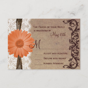Cartões RSVP de Casamento da Flor de Pêssego Russo