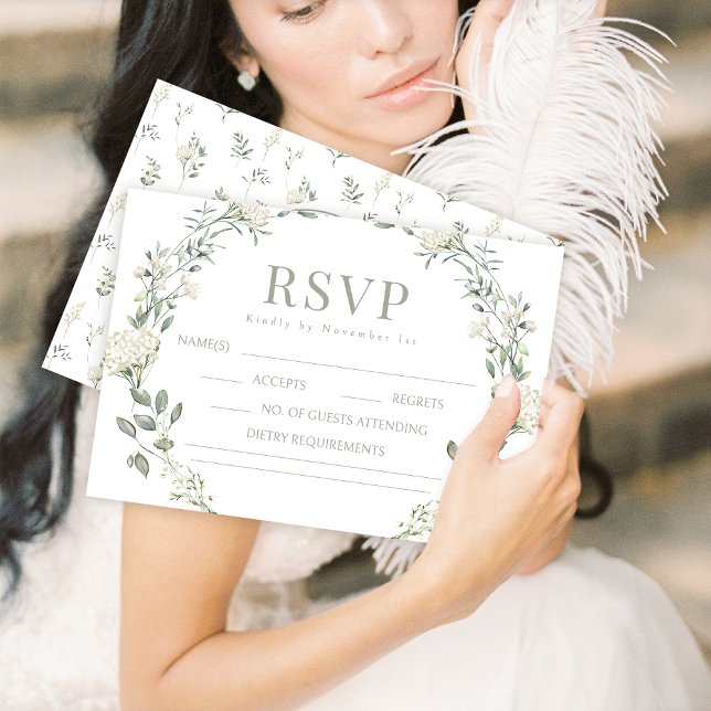 Cartões RSVP de casamento da noiva verde (Criador carregado)