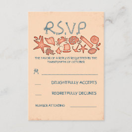 Cartões RSVP de casamento da praia de coral náutic
