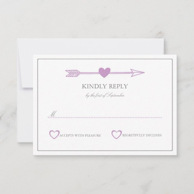 Cartões RSVP de Casamento de Arrows / Lilac e Cinz (Frente)