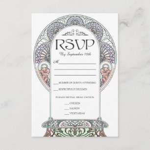 Cartões RSVP de Casamento de Arte Colorida Nouveau