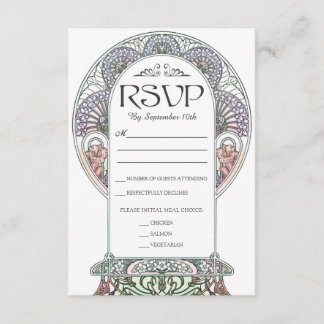 Cartões RSVP de Casamento de Arte Colorida Nouveau