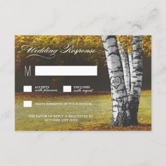 Cartões RSVP de Casamento de Árvore de Birch Cardí
