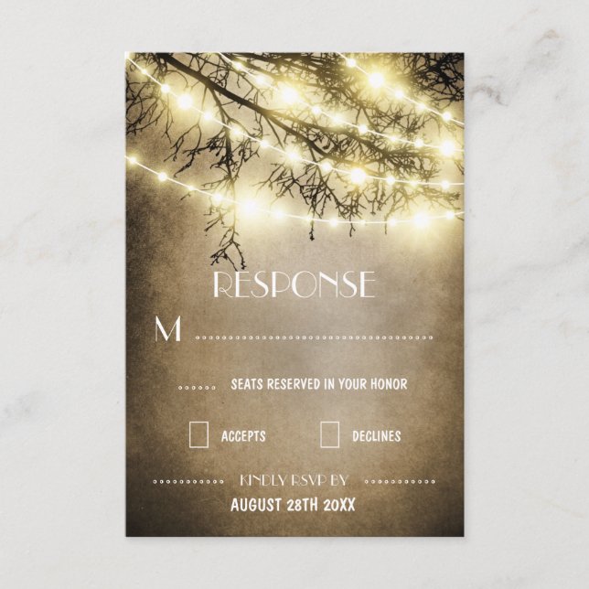 Cartões RSVP de Casamento de Árvore Russo do Vinta (Frente)