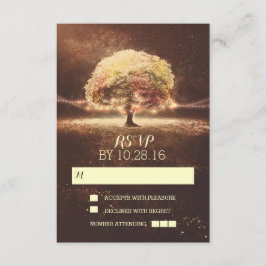 Cartões RSVP de casamento de árvores