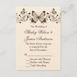 Cartões RSVP de Casamento de Borboleta Belamente E