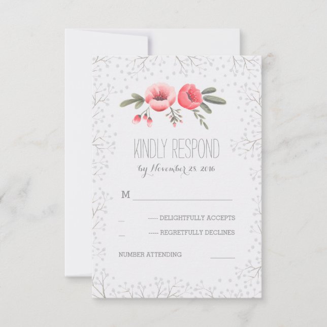 Cartões RSVP de Casamento de Buquê Floral de Bebê (Frente)