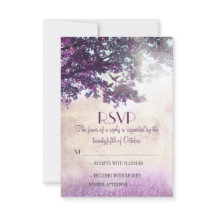 Cartões RSVP de casamento de carvalho velho roxo