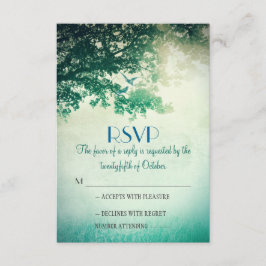 Cartões RSVP de casamento de carvalhos antigos