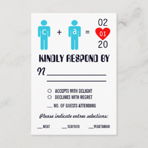 Cartões RSVP de Casamento de Casal Monograma Love
