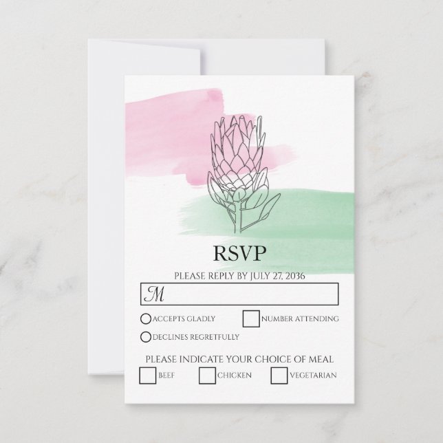 Cartões RSVP de Casamento de Casamento de Aquarela (Frente)