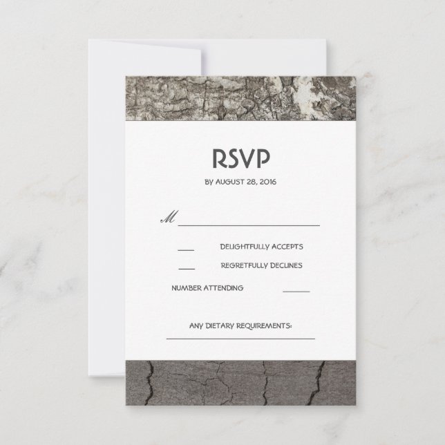 Cartões RSVP de Casamento de Casamento de Madeira  (Frente)