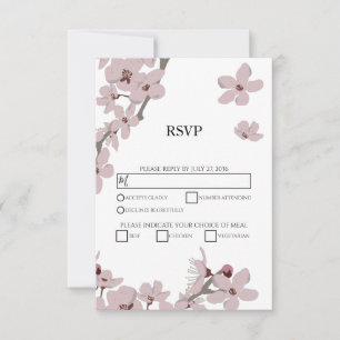Cartões RSVP de Casamento de Cereja Floral Elegan