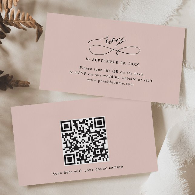 Cartões RSVP de Casamento de Código QR Dusty Rosa (Criador carregado)