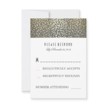 Cartões RSVP de Casamento de Confetti Dourado
