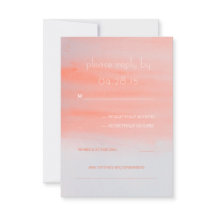 cartões RSVP de casamento de coral rosa-d-água mod