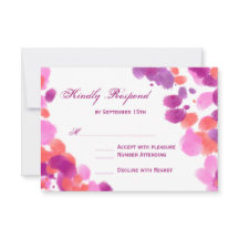 Cartões RSVP de Casamento de Coral Rosa Púrpura