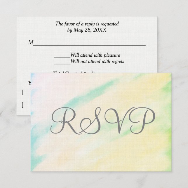 Cartões RSVP de Casamento de Cores Aquáticas Tropi (Frente/Verso)