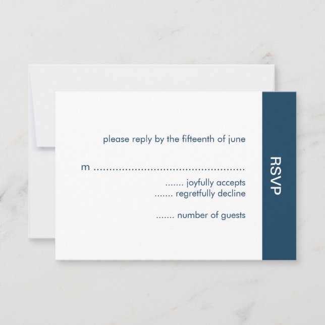 Cartões RSVP de Casamento de Cores Negros - Marinh (Frente)