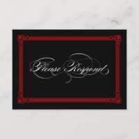 Cartões RSVP de Casamento de Estilo Poster Vermelh