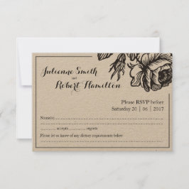 Cartões RSVP de Casamento de Flores de Rosa Rustic