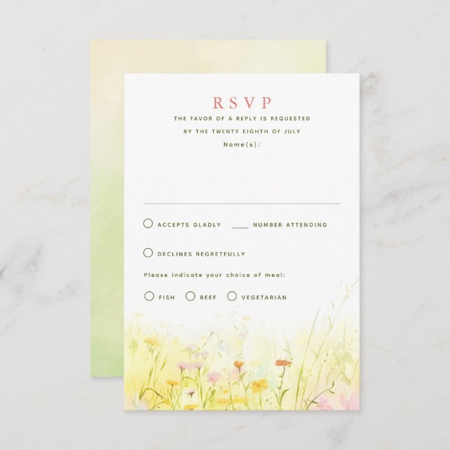 Cartões RSVP de Casamento de Flores Selvagens (Frente/Verso)