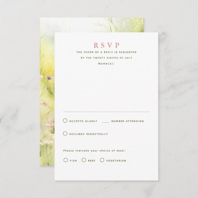 Cartões RSVP de Casamento de Flores Selvagens (Frente/Verso)