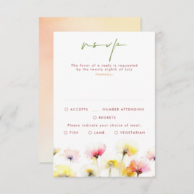 Cartões RSVP de Casamento de Flores Selvagens Colo (Frente/Verso)