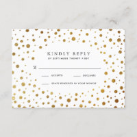 Cartões RSVP de Casamento de Folha Branca e Dourad