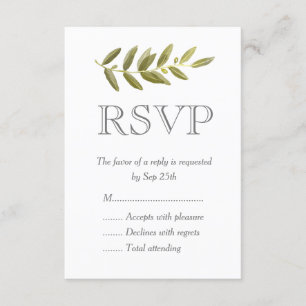 Cartões RSVP de Casamento de Folha Verde Minimalis