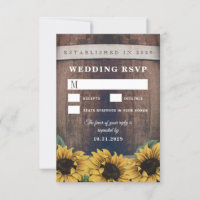 Cartões RSVP de Casamento de Girassol de Barrel Ru