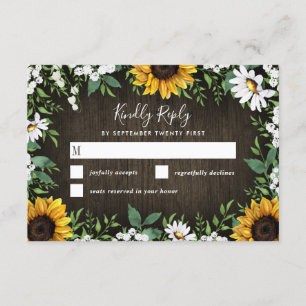 Cartões RSVP de Casamento de Girassol Russo