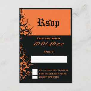 Cartões RSVP De Casamento De Halloween Preto E Lar