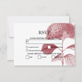 Cartões RSVP de Casamento de Hydrangea Burgundy El