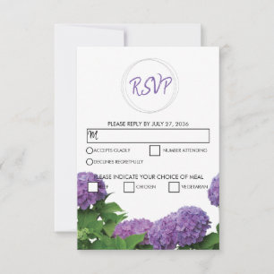 Cartões RSVP de Casamento de Hydrangea Púrpura E