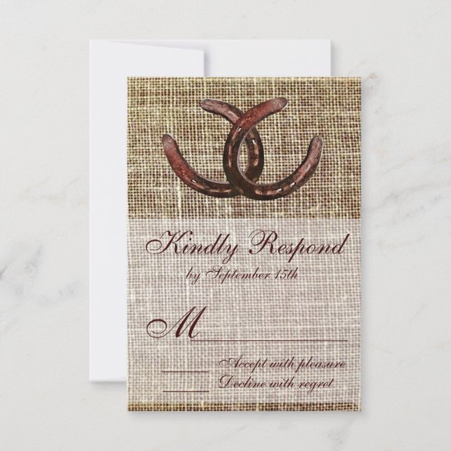 Cartões RSVP de Casamento de Impressão de Burlap (Frente)