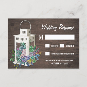 Cartões RSVP de Casamento de Lanterna Rústica Sucu