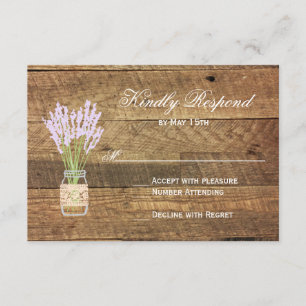 Cartões RSVP de Casamento de Lavanda Mason Jar