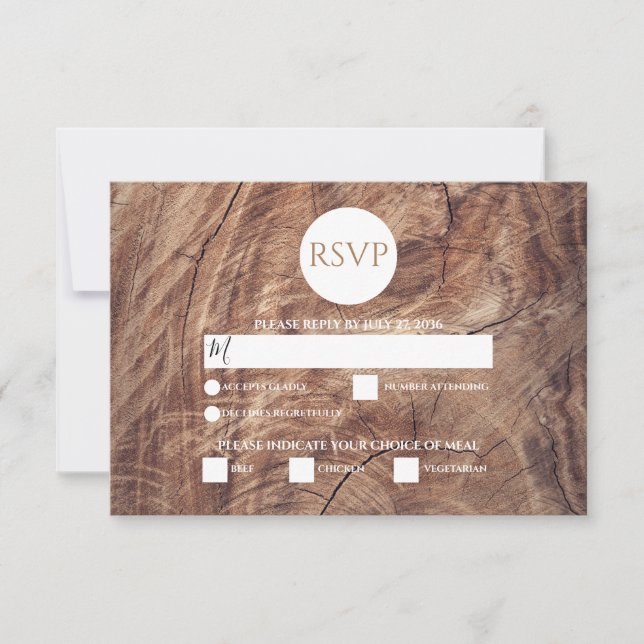 Cartões RSVP de Casamento de Madeira Rustic (Frente)