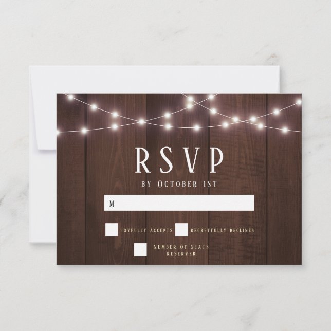 Cartões RSVP de Casamento de Madeira Rustic Wood L (Frente)