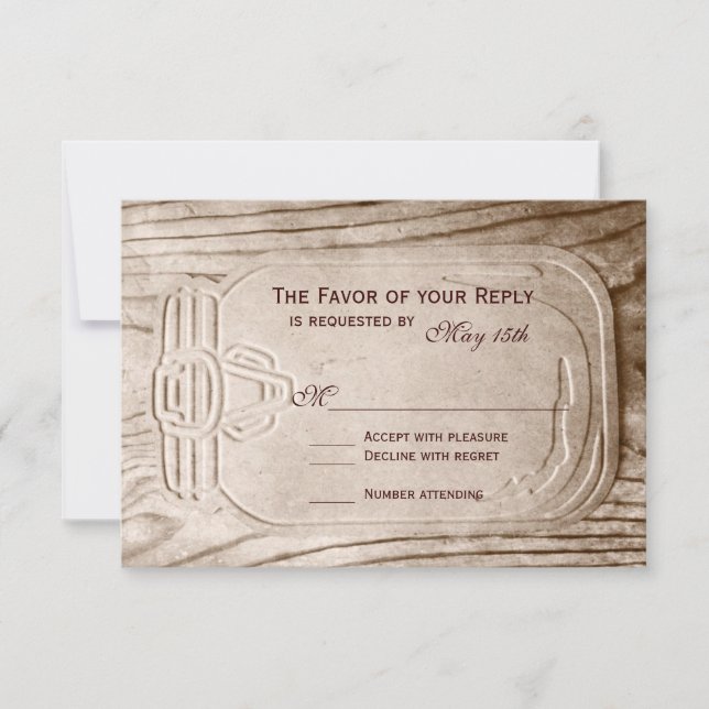 Cartões RSVP de Casamento de Madeira Rustic Wood M (Frente)